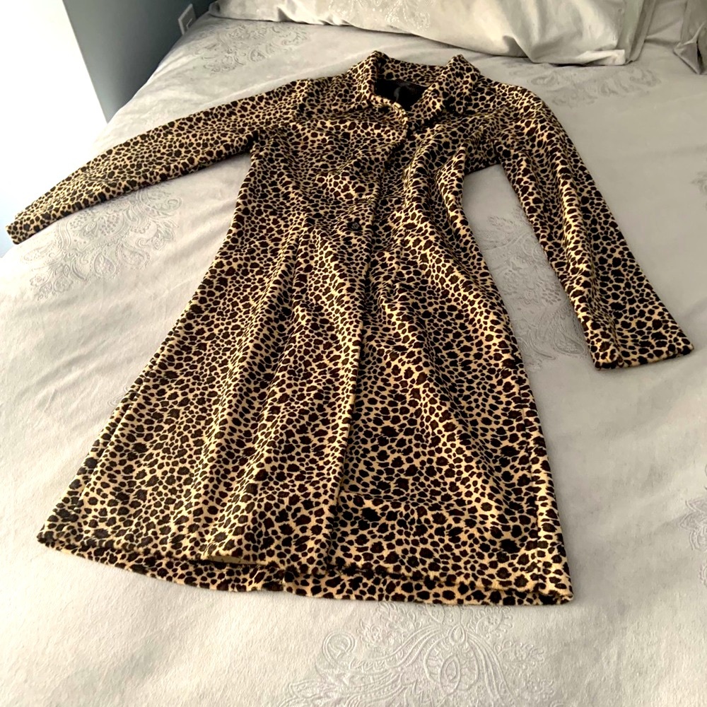 Sense USA leopard look trendy unlined coat